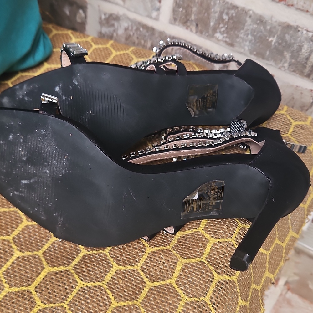Azalea Wang Black Crystal Rhinestone Stiletto Heels - Picture 6 of 6